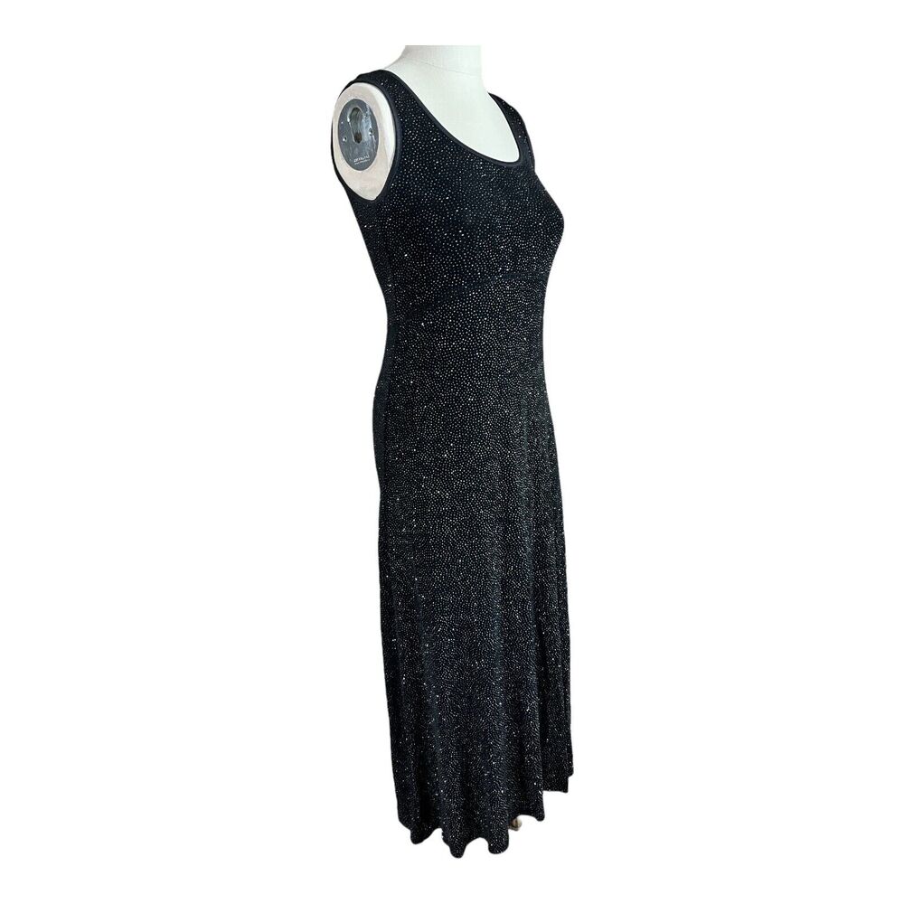 Vintage Miss Ashlee Black Glitter Maxi Dress Sleeveless Long Gown WOMEN’S SMALL